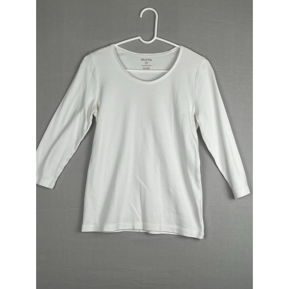White Stag Womens Small White 3/4 Sleeve Top Basic Casual Cotton Tee